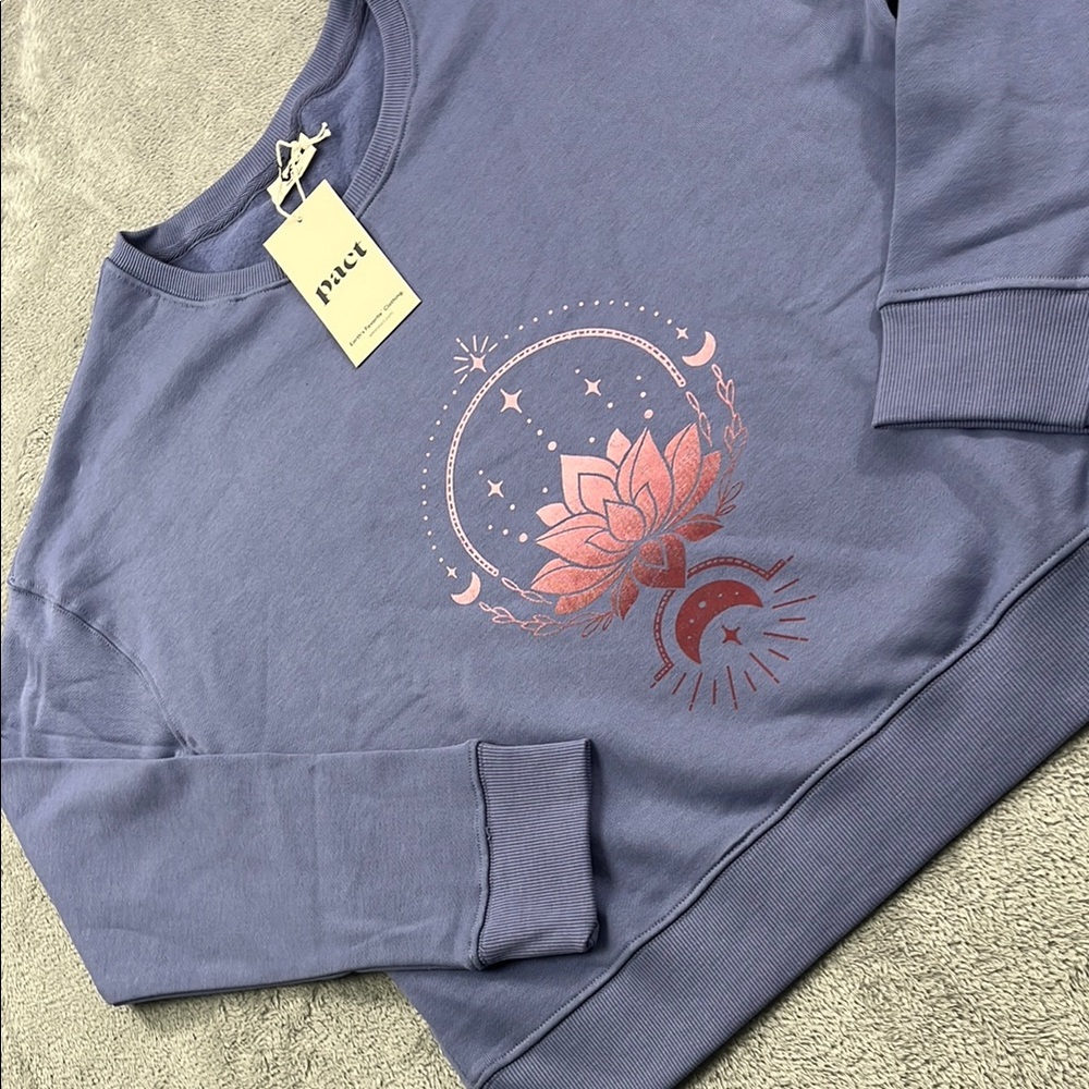 NEW PACT S 100% Organic Cotton Ombre Lotus‎ Fleece Lined Slouchy Sweatshirt. 🪷
